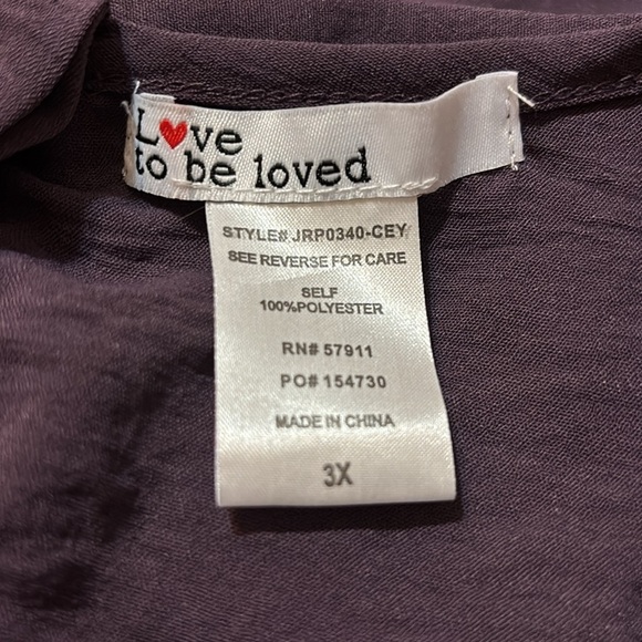 Dark Purple V-Neck Women's Top with bow on back. Size 3X - Picture 6 of 6